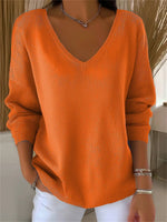 Women's Casual Solid Color Striped V-neck Long Sleeve Bottoming Shirt