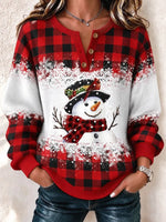 Casual Plaid Henley Collar Long Sleeve Sweatshirt