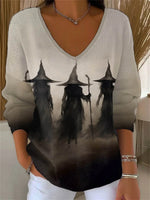 Casual Halloween V Neck Long Sleeve Sweatshirt