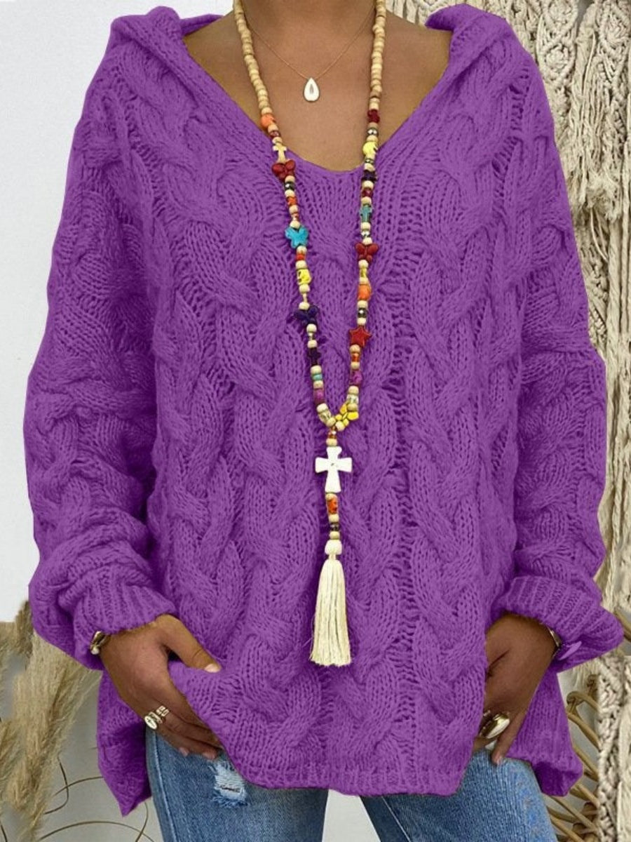 Casual Plain 3/4 Sleeve Comfy Yarn Daily Sweater