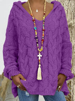 Casual Plain 3/4 Sleeve Comfy Yarn Daily Sweater