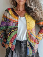 Multicolor Casual Long Sleeve Cardigan