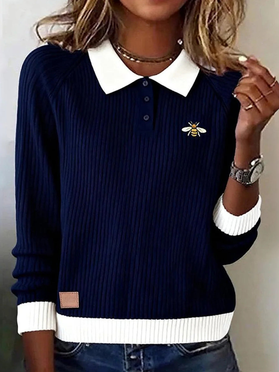 Chic Color Block Long Sleeve Sweater