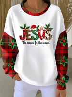 Casual Plaid Crew Neck Long Sleeve Sweatshirt