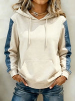 Casual Contrast Stitching Hoodie Long Sleeve Hoodie