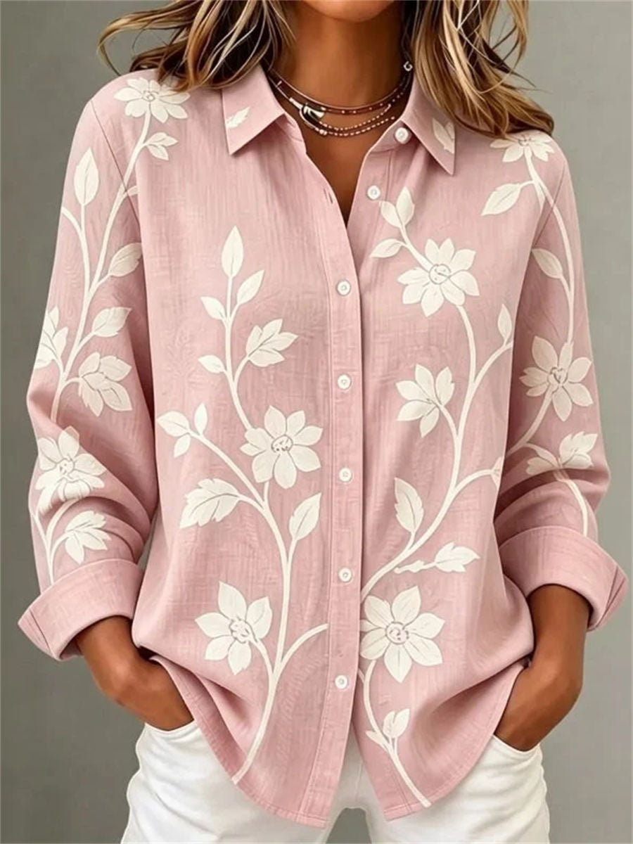 Casual Floral Print Long Sleeve Blouse