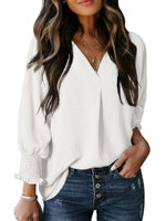 Casual 3/4 Sleeve V Neck Loose Fit Basic Tees