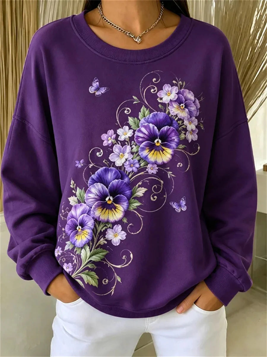 Casual Crew Neck Long Sleeve Animal Sweatshirt
