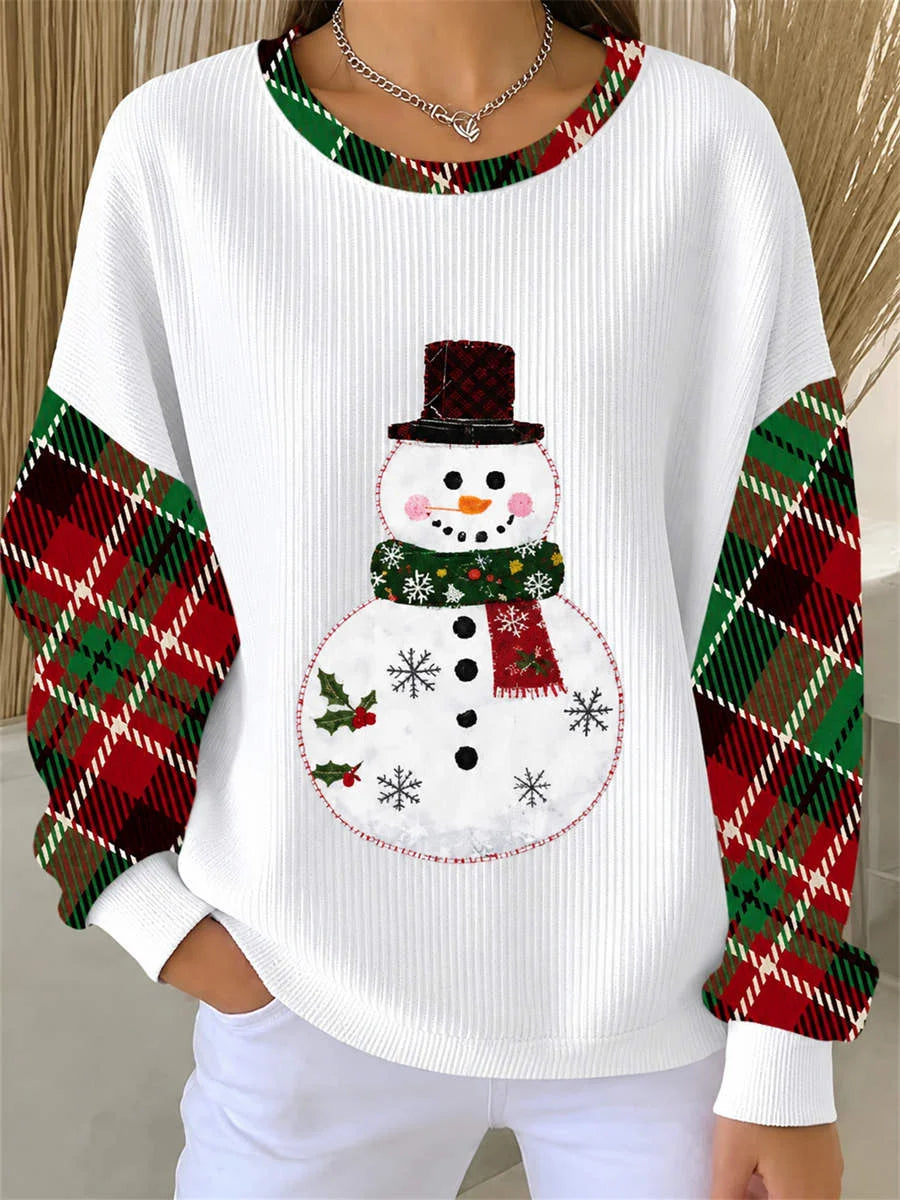 Casual Plaid Crew Neck Long Sleeve Sweatshirt