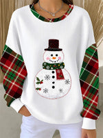 Casual Plaid Crew Neck Long Sleeve Sweatshirt