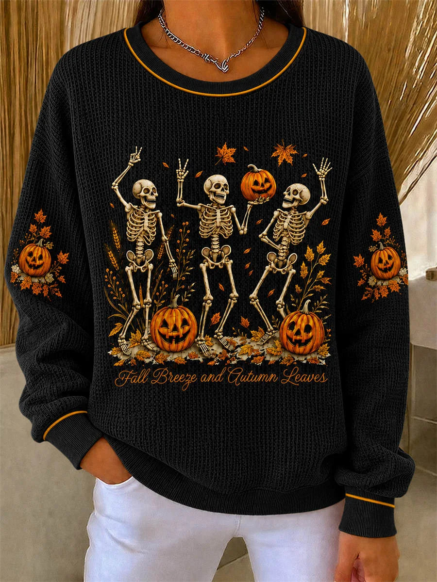 Casual Skull Crew Neck Long Sleeve Sweatshirt