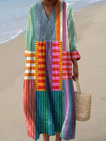 Women’s Colorblock Striped Loose Maxi Dress