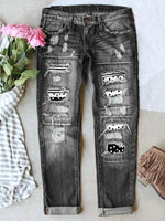 Stretch Ripped Frayed Raw Hem Distressed Jeans