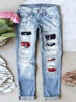 Stretch Ripped Frayed Raw Hem Distressed Jeans