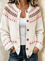 Women Geometric Long Sleeve Comfy Casual Cardigan