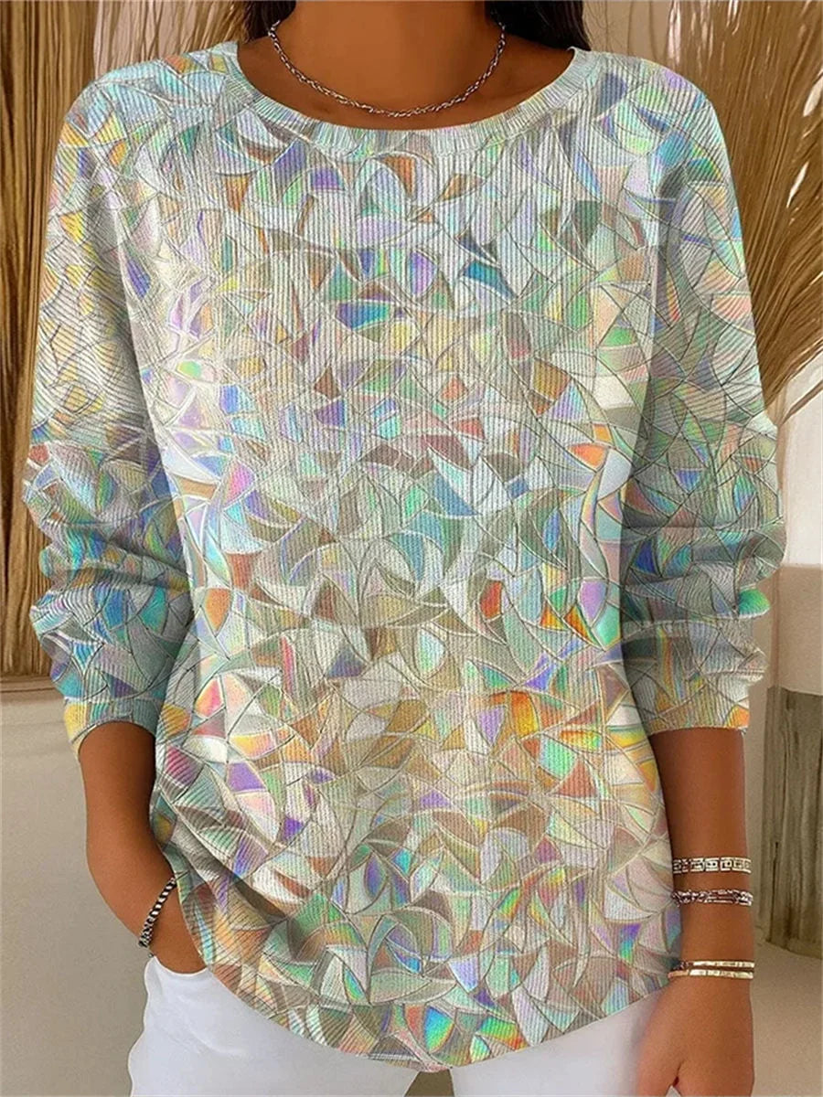 Women Abstract Long Sleeve Comfy Casual Printing Sweatshirt