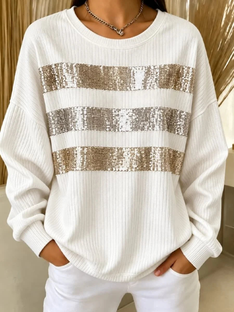 Casual Geometric Crew Neck Long Sleeve Sweatshirt