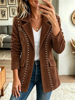 Vintage Geometric Long Sleeve Lapel Collar Jacket