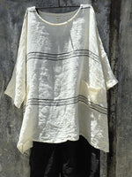 Striped Printed Round Neck 3/4 Sleeve top