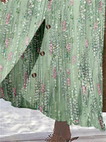 Women's Polka Dot Printed Graphic Straight Fashion Split Button Maxi High Waist Skirt