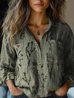 Vintage Floral Print Blouse