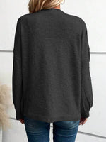 Black Plain V-Neck Long Sleeve Sweater