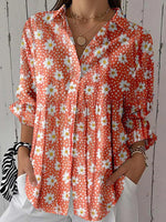 Romantic Floral Print Long Sleeve Top