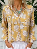 Vintage Long Sleeve Floral Print Loose Shirt