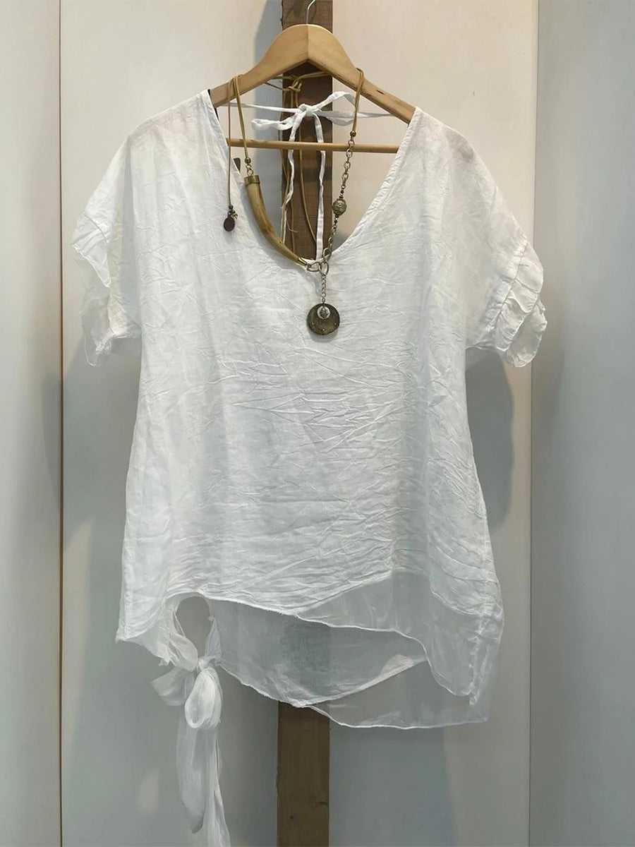 Plus SizeIrregular Bottom Solid T-Shirt