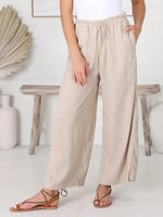 Light Khaki Casual Solid Plain Pants