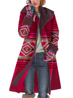 Soft Fashion Coat Women's Casual Printed Nice Color Retro Long Sleeve Jacket Coat Beautiful Button Coat