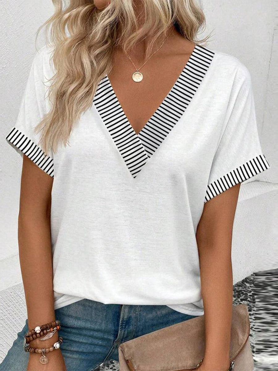 Stylish Short Sleeve V-Neck Top