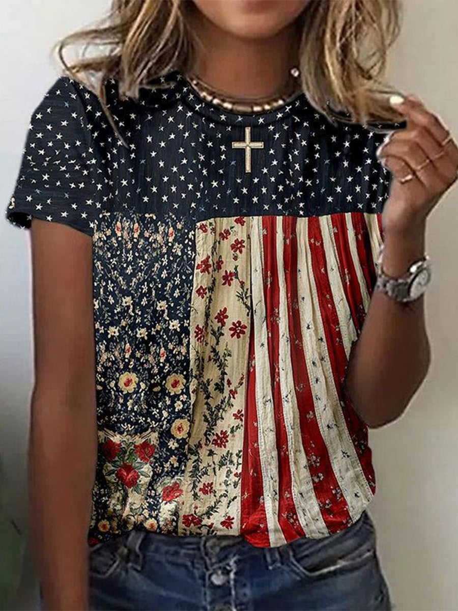 Stylish Round Neck Short Sleeve Top