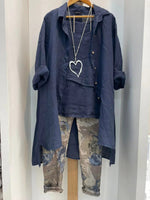 Plus Size Blue Tank Top Trouser Cardigan Blue Three Piece Set