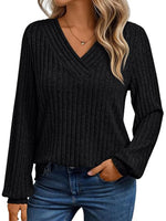 Plain V-neck Long Sleeve Sweater