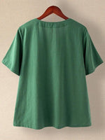 Cat Print Buttons Short Sleeve Blouse