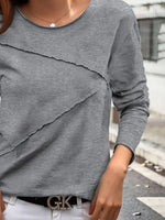 Plain Micro-Elasticity Regular Fit Long Sleeve Blouse