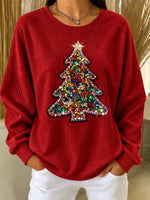 Casual Christmas Tree Crew Neck Long Sleeve Sweatshirt