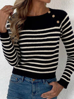 Black And White Striped Long Sleeve Sweater