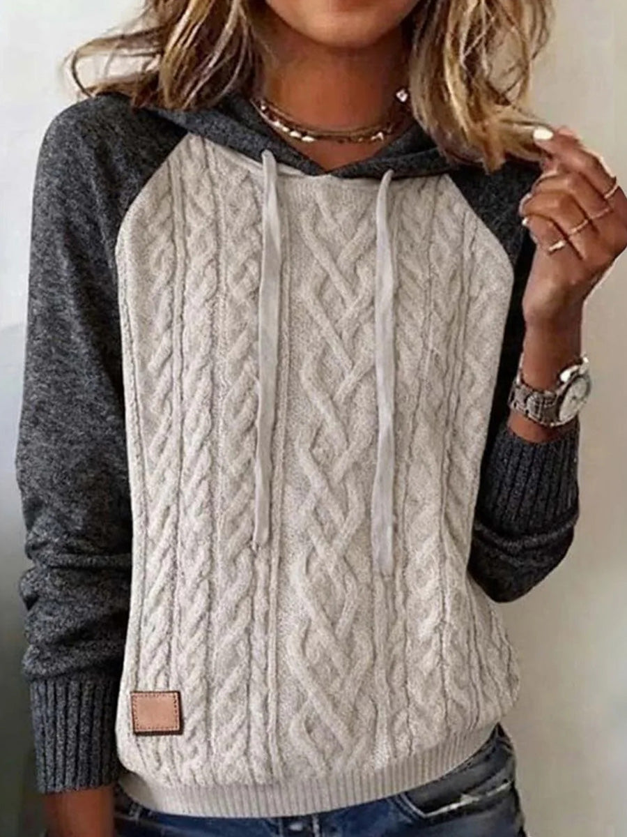 Grey Hoodie Long Sleeve Sweater