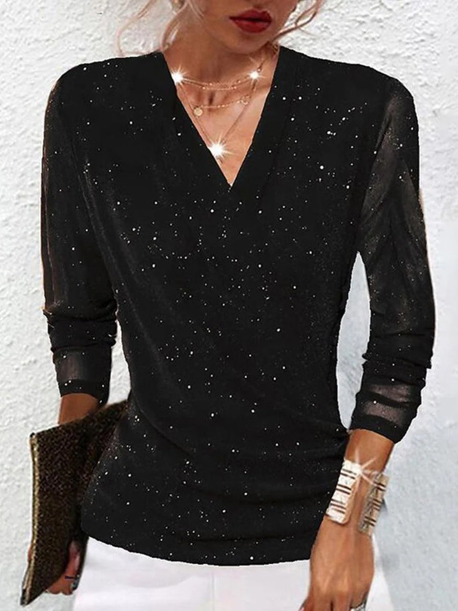 Cool V-Neck Long Sleeve Top