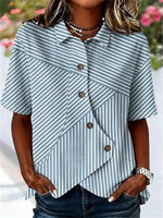 Vintage Striped Short Sleeve Blouse