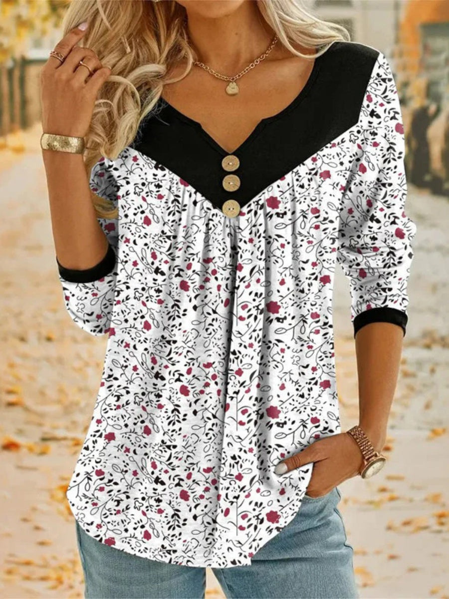 Casual Floral Print Blouse