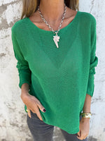 Women's Knitted See-through Long Sleeve Sweater