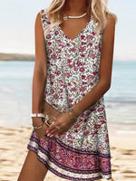 Red Roses Sleeveless Shift Mini Dress