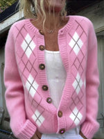 Women Geometric Long Sleeve Comfy Casual Cardigan