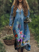 Vintage Floral Print Dress