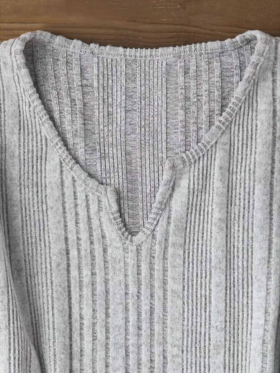 Button Plain Notched Neck Long Sleeve Blouse