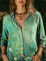 Women's Floral Print Casual Long Sleeve Shirt