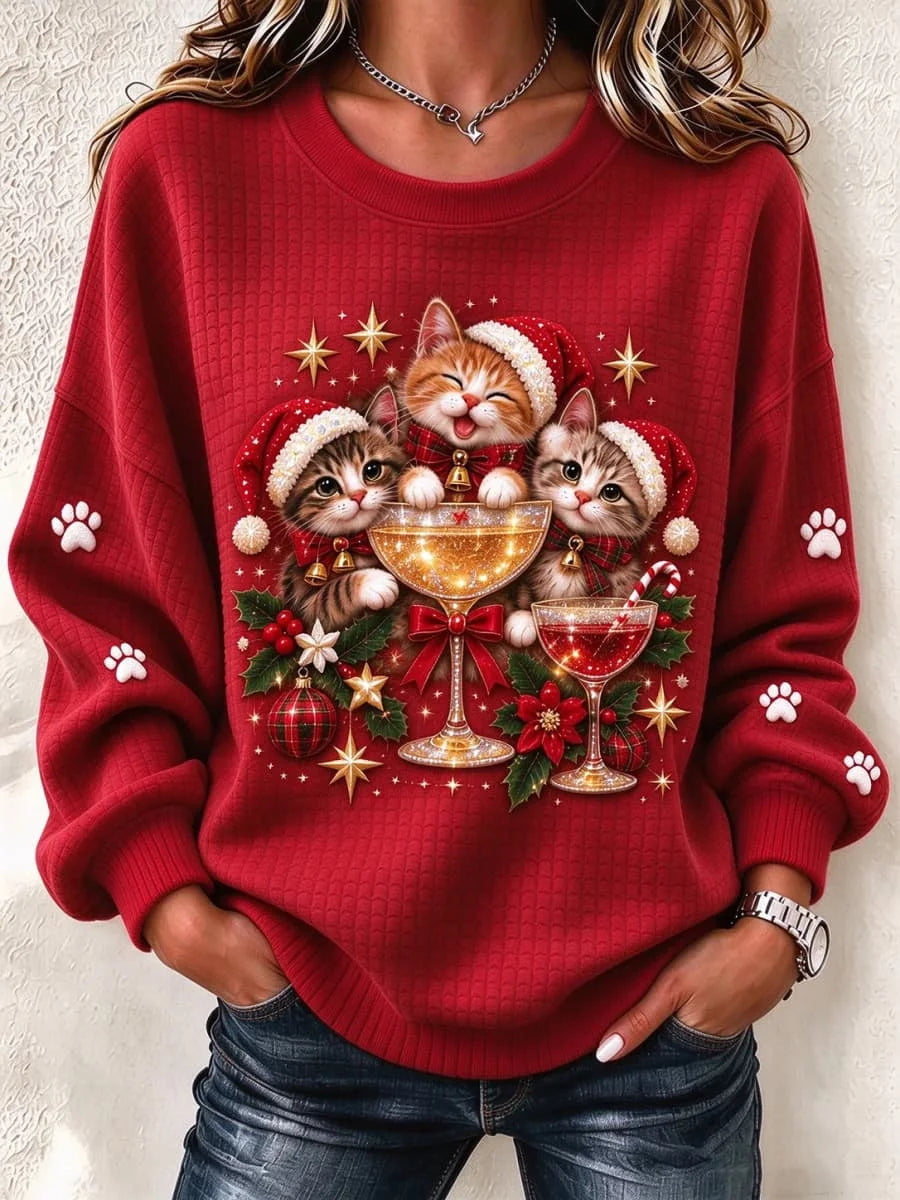 Casual Christmas Crew Neck Long Sleeve Sweatshirt